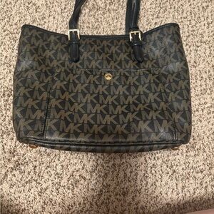 Michael Kors Black and Brown Signature Tote Bag